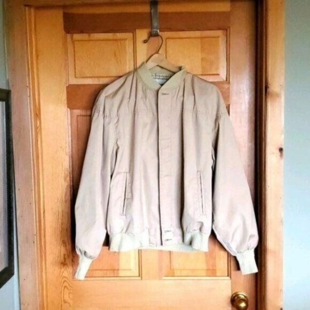 The Northwest Vintage Tan Bomber Jacket Mens Khaki Harrington Zip Up Coat XL